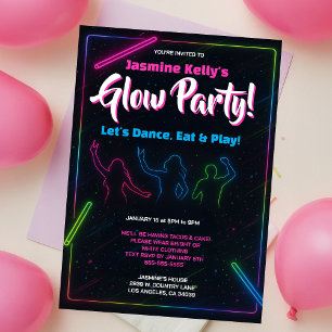 Tiener Neon Glow Party Silhouette Dance Kaart