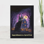 Tiener of tieners Happy Halloween Black Cat Kaart (Voorkant)