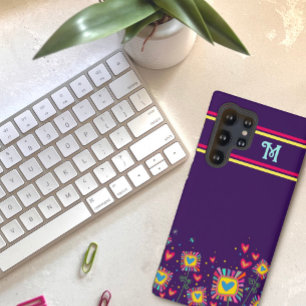 Tiener Paarse Monogram Leuk Bloemen Inspirivity Samsung Galaxy Hoesje