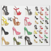 Tiener schoen verjaardag inpakpapier voor haar (Vlak)