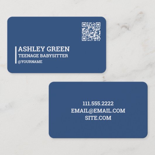 Tiener Sitter QR Code Visitekaartje (Voorkant / Achterkant)