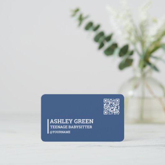 Tiener Sitter QR Code Visitekaartje (Staand voorkant)