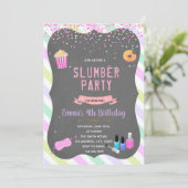 Tiener sleepover verjaardagsfeestje uitnodiging (Staand voorkant)
