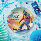 Tiener Snowboarden Verjaardag Papieren Bordje (Feest)