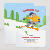 Tiener Snowboarder Uitnodiging (Voorkant / Achterkant)