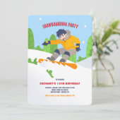 Tiener Snowboarder Uitnodiging (Staand voorkant)