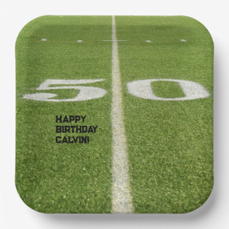 Tiener Verjaardag 50 Yard Line Football Field Papieren Bordje