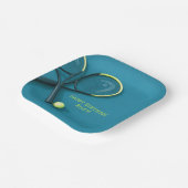 Tiener Verjaardag Cyaan Hof Rackets Tennisbal Papieren Bordje (Gebogen)