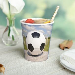 Tiener Verjaardag Feest Voetbal Sport Papieren Bekers