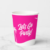 Tiener Verjaardag Trendy Strand Hot Pink Sweet 16 Papieren Bekers (Achterkant)