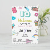 Tiener Verjaardag uitnodiging, VSCO, Dubbele cijfe Kaart (Staand voorkant)