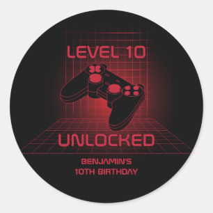 Tiener-videogame-speler Gamer-jongen Verjaardagsfe Ronde Sticker
