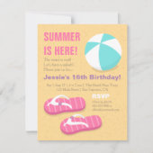 Tiener Zomer Flip Flop Strand Verjaardagsfeest Kaart (Voorkant)
