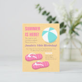 Tiener Zomer Flip Flop Strand Verjaardagsfeest Kaart (Staand voorkant)