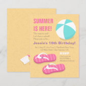 Tiener Zomer Flip Flop Strand Verjaardagsfeest Kaart (Voorkant / Achterkant)