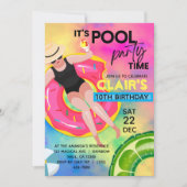 Tiener Zwembad Verjaardag uitnodigingen Zwemfeest (Voorkant)