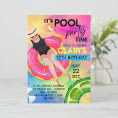 Tiener Zwembad Verjaardag uitnodigingen Zwemfeest (Staand voorkant)