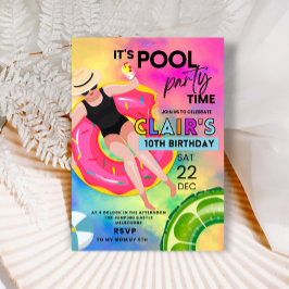 Tiener Zwembad Verjaardag uitnodigingen Zwemfeest