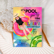 Tiener Zwembad Verjaardag uitnodigingen Zwemfeest