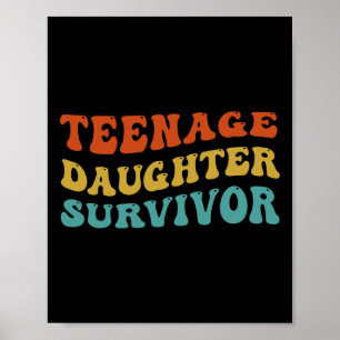 Tienerdochter Survivor Vaderdag Retro Groovy Poster