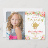 Tienerfeest waterverf roze goud kaart (Voorkant)