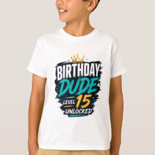 Tienerjongen Verjaardag Kerel Niveau 15 Ontgrendel T-shirt