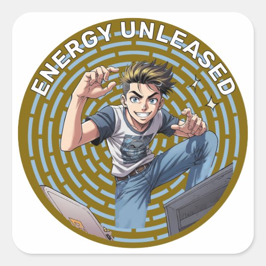 tienerjongen vierkante sticker (Voorkant)