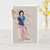 Tienermeisje in de lente kaart (Gele Bloem)