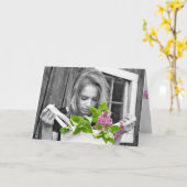 tienermeisje met lila tas kaart (Gele Bloem)