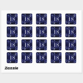 Tiener's 18e verjaardag Blauw Zwart Sparkly Diamon Vierkante Sticker (Vel)