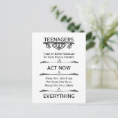 Tieners Act Now Briefkaart (Staand voorkant)