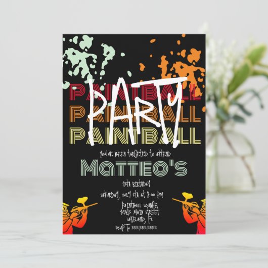 Tieners-feest op een kool Paintball Kaart (Staand voorkant)