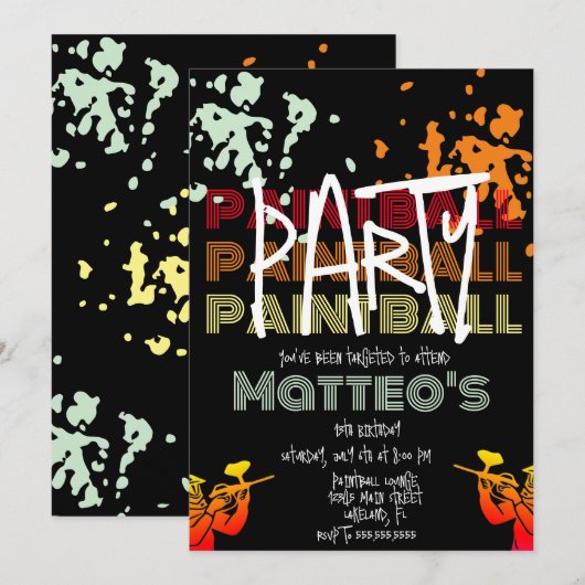Tieners-feest op een kool Paintball Kaart (Voorkant / Achterkant)