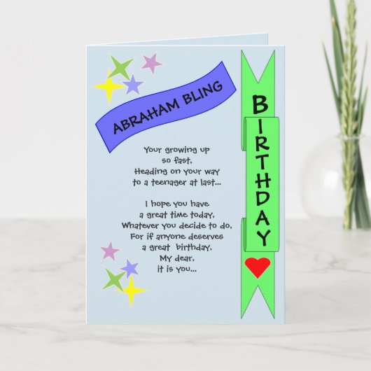 Tieners Verjaardag Kaart (Voorkant)