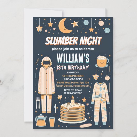 Tienersterren slaapfeest logeerpartij 13e verjaard kaart (Voorkant)