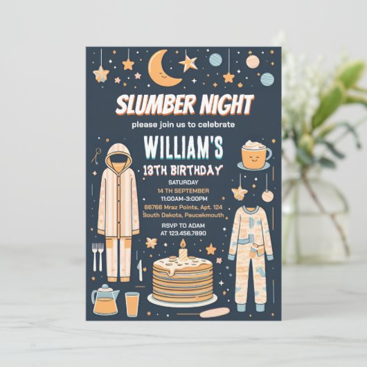 Tienersterren slaapfeest logeerpartij 13e verjaard kaart (Staand voorkant)