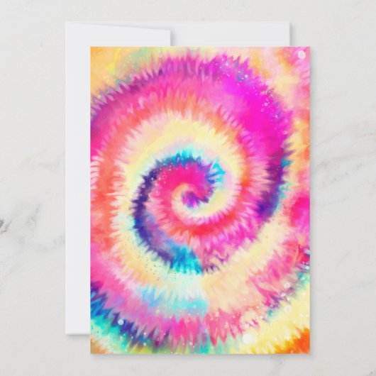 Tienkleurige groovy verjaardagsuitnodiging kaart (Achterkant)