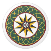 Tienpunts Sterrenrooster Amish Dutch Hex Sign Knop (Voorkant)