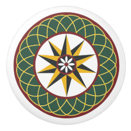 Tienpunts Sterrenrooster Amish Dutch Hex Sign Knop