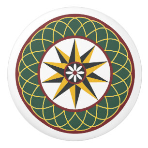 Tienpunts Sterrenrooster Amish Dutch Hex Sign Knop