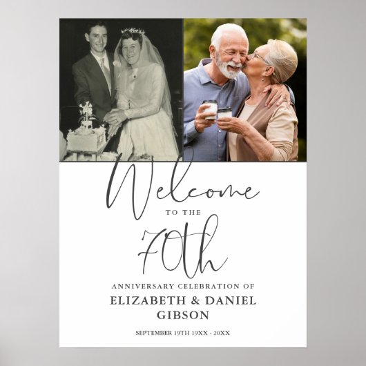 Tientallen Huwelijksjubileum 2 Foto Welkomstbord Poster (Voorkant)
