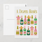 Tientallen Rosés Roze Champagneflessen Pop Fizz Cl Briefkaart (Voorkant / Achterkant)