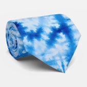 Tientigerjarentips hippieblauwe tie-dye retro das (Opgerold)