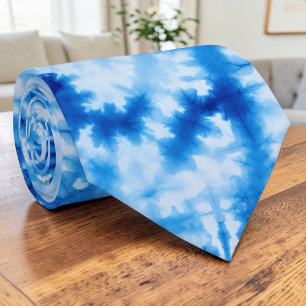 Tientigerjarentips hippieblauwe tie-dye retro das
