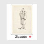 Tiepolo - Karikatuur van een Man met een overjas Sticker (Vel)