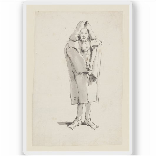 Tiepolo - Karikatuur van een Man met een overjas Sticker (Voorkant)