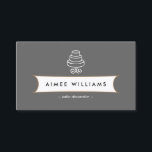 Tiered Cake Logo on Grey Visitekaartje<br><div class="desc">Een handgetekende logo van een drietraps taartset op een  stijl lay-out is het perfecte visitekaartje voor bakkerijen,  taartdecorateurs,  cafés,  catering,  etc. © 1201AM CREATIVE</div>
