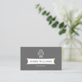  Tiered Cake Logo on Grey Visitekaartje (Staand voorkant)