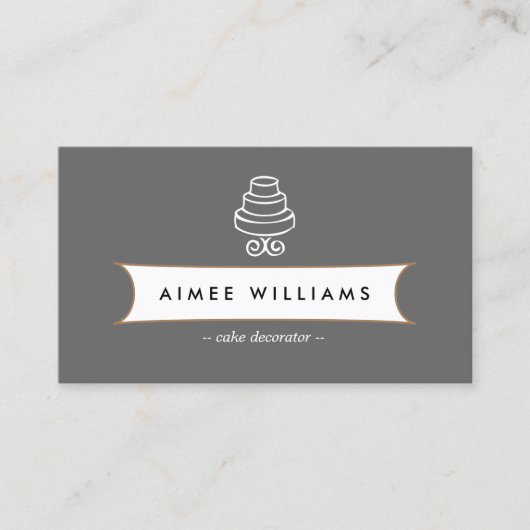  Tiered Cake Logo on Grey Visitekaartje (Voorkant)