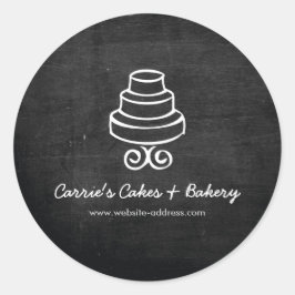  Tiered Cake Logo op Black Wood Bakkerij Ronde Sticker